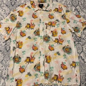H&M Red and Yellow Sponge Bob & Patrick Hawaiian Button Down Shirt